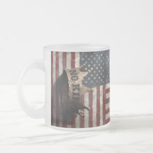 Taza De Cristal Esmerilado No Rey – Corona Deteriorada con Bandera Americana