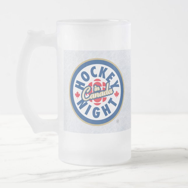 Taza De Cristal Esmerilado Noche de hockey sobre hielo en Canadá (Izquierda)