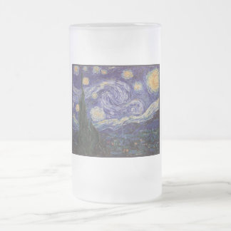 Taza De Cristal Esmerilado Noche estrellada, ciudad francesa Van Gogh Saint R