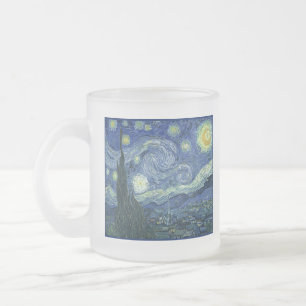 Taza De Cristal Esmerilado Noche estrellada, estrellas francesas azules, Vinc