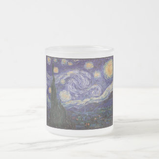 Taza De Cristal Esmerilado Noche estrellada, Van Gogh pueblo francés Saint Re