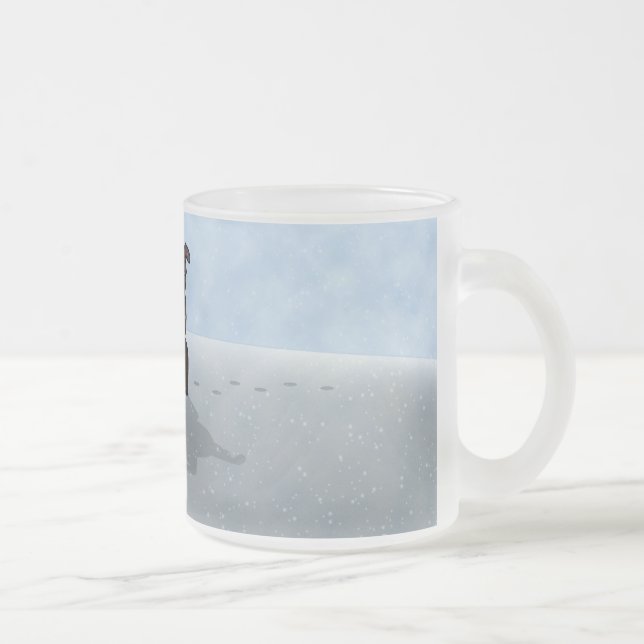 Taza De Cristal Esmerilado Noche Nevado Raindeer (Derecha)