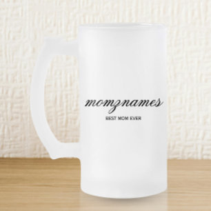 Taza De Cristal Esmerilado Nombre con caligrafía de la mejor mamá personaliza