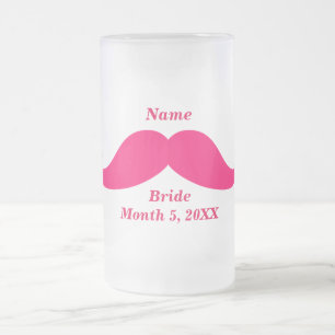 Taza De Cristal Esmerilado Nombre de la novia bigote rosa