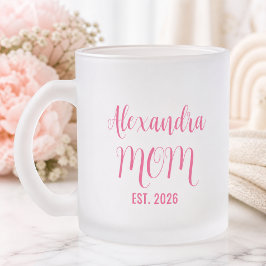 Taza De Cristal Esmerilado Nombre de mamá personalizado Establecido Script ro