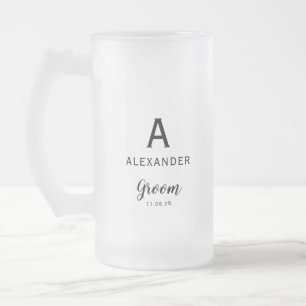 Taza De Cristal Esmerilado Nombre de monograma de novio Boda