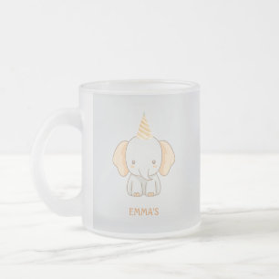 Taza De Cristal Esmerilado Nombre de niños elefante lindo personalizado
