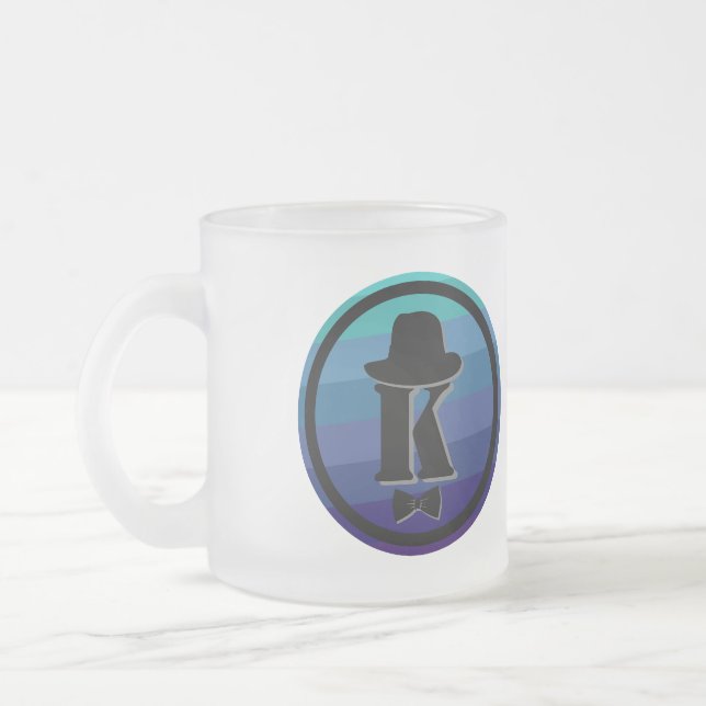 Taza De Cristal Esmerilado Nombre De Ombre Azul Monograma Inicial Para Hombre (Izquierda)