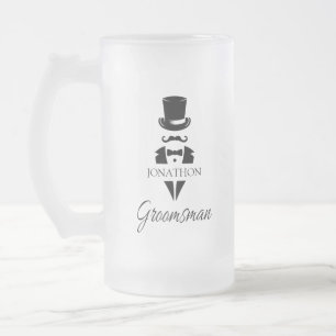 Taza De Cristal Esmerilado Nombre de Padrino Esmoquin Sombrero Alto