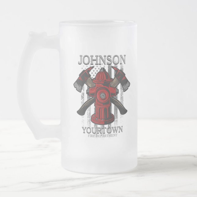 Taza De Cristal Esmerilado NOMBRE DEL bombero Departamento de bomberos Bander (Izquierda)