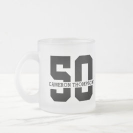 Taza De Cristal Esmerilado Nombre personalizado 50 cumpleaños moderno