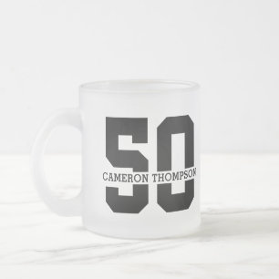 Taza De Cristal Esmerilado Nombre personalizado 50 cumpleaños moderno