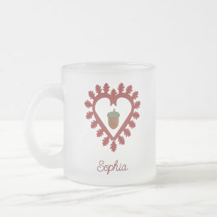 Taza De Cristal Esmerilado Nombre personalizado de Acorn Acorn de día de San
