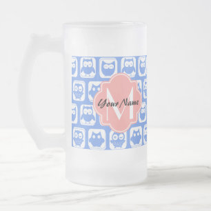 Taza De Cristal Esmerilado Nombre personalizado del monograma de coral de pat