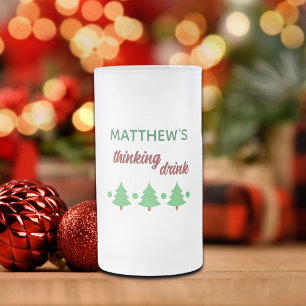 Taza De Cristal Esmerilado Nombre personalizado divertido pensando en bebida