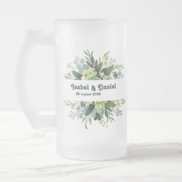 Taza De Cristal Esmerilado Nombre personalizado floral moderno femenino