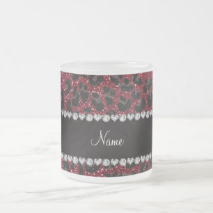 Taza De Cristal Esmerilado Nombre personalizado impresión de leopardo de purp