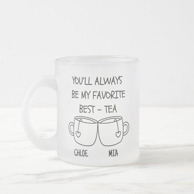 Taza De Cristal Esmerilado Nombre personalizado Mejor Amigo Bestie Funny (Izquierda)