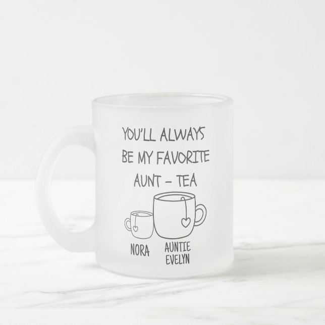 Taza De Cristal Esmerilado Nombre personalizado mejor tía tía tía tía tía té  (Izquierda)