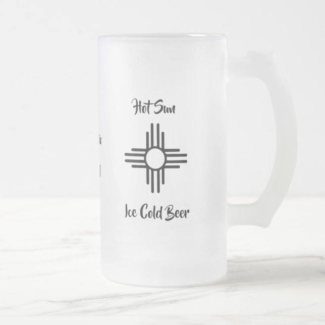 Taza De Cristal Esmerilado Nombre personalizado Regalo Nuevo México Zia Sun (Derecha)