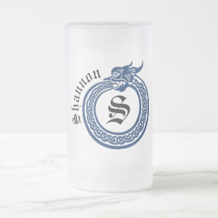 Taza De Cristal Esmerilado Nombre personalizado y estilo monograma celta urob