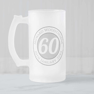 Taza De Cristal Esmerilado Nombre y Fecha en un Cumpleaños 60 