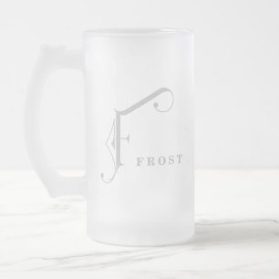 Taza De Cristal Esmerilado Nombre y letra de monograma inicial F Personalizad