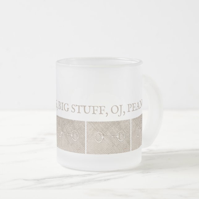 Taza De Cristal Esmerilado NOMBRES DE CABALLO HORSE HERMANO HERMANA Bits Ecue (Anverso derecho)