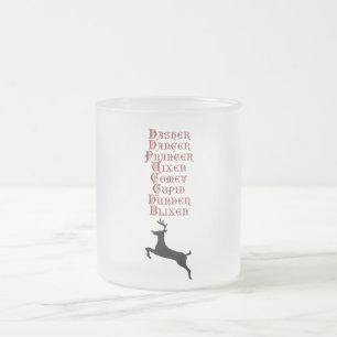 Taza De Cristal Esmerilado Nombres de renos Rudolph, cometa, reno blixen