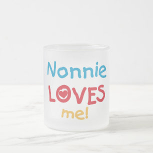 Taza De Cristal Esmerilado Nonnie me ama las camisetas y los regalos