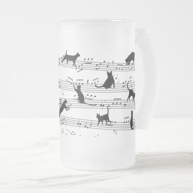 Taza De Cristal Esmerilado Nota de reproducción de gato Música, Música de gat (Anverso derecho)