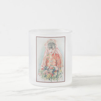 Taza De Cristal Esmerilado Novia en rojo a Boda chino en Shanghai