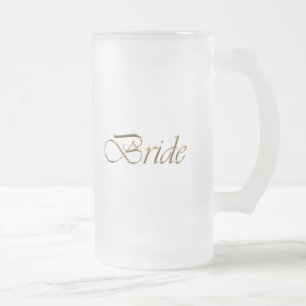 Taza De Cristal Esmerilado Novia, escritura dorada moda elegante