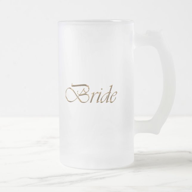 Taza De Cristal Esmerilado Novia, escritura dorada moda elegante (Derecha)