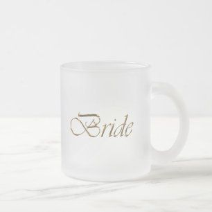 Taza De Cristal Esmerilado Novia, escritura dorada moda elegante