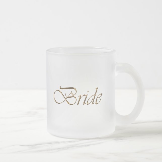 Taza De Cristal Esmerilado Novia, escritura dorada moda elegante (Derecha)