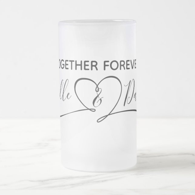 Taza De Cristal Esmerilado Novia y crecimiento personalizados juntos para sie (Centro)