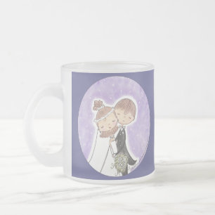 Taza De Cristal Esmerilado Novias y niños pequeños
