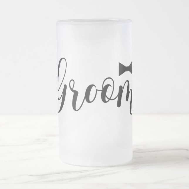 Taza De Cristal Esmerilado Novio Elegante Moderno (Centro)