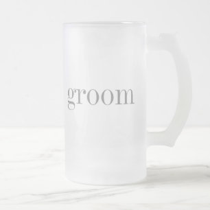 Taza De Cristal Esmerilado Novio gris del texto