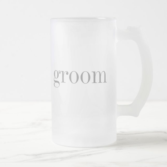 Taza De Cristal Esmerilado Novio gris del texto (Derecha)