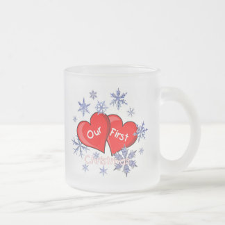 Taza De Cristal Esmerilado Nuestro Primer Navidad