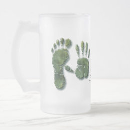 Taza De Cristal Esmerilado Nueva huella de mano de bebé