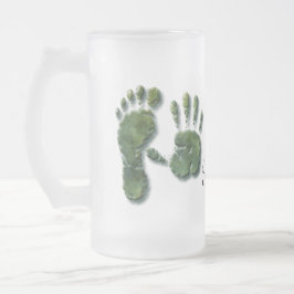 Taza De Cristal Esmerilado Nueva huella de mano de bebé