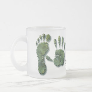 Taza De Cristal Esmerilado Nueva huella de mano de bebé