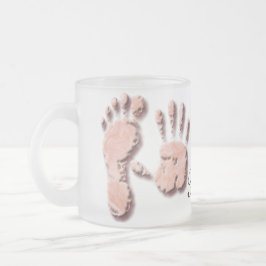 Taza De Cristal Esmerilado Nueva huella de mano de bebé
