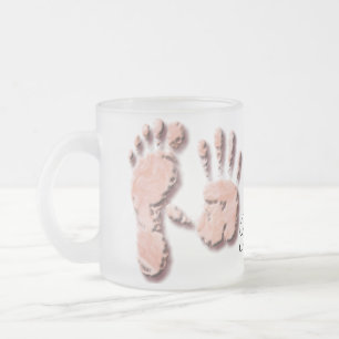 Taza De Cristal Esmerilado Nueva huella de mano de bebé
