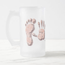 Taza De Cristal Esmerilado Nueva huella de mano de infante