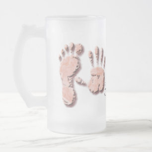 Taza De Cristal Esmerilado Nueva huella de mano de infante