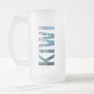 TAZA DE CRISTAL ESMERILADO NUEVA ZEALAND KIWI PAUA